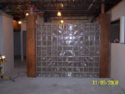 Block glass wall done by Kevin Holler at Holler Glass Block Minneapolis St Paul blockglass company minneapolis 8328 fairfield rd brooklyn park mn, coon rapids, quick set panels can't do this. .JPG